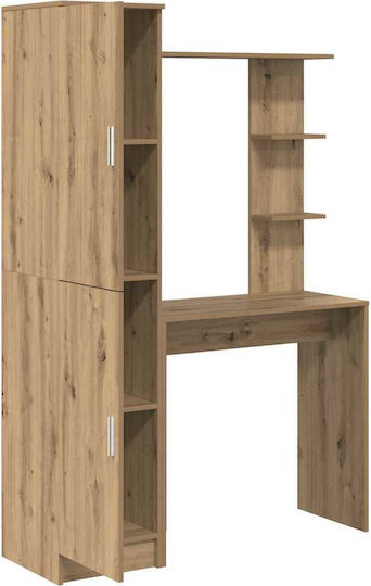 Kids Desk with Library made of Melamine Brown 78.5x37x154.5cm