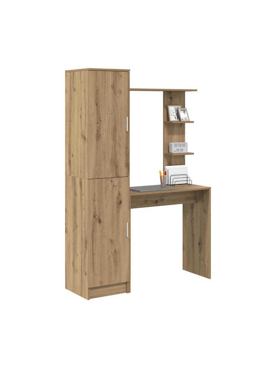 Kids Desk with Library made of Melamine Brown 78.5x37x154.5cm