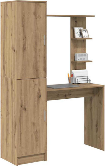 Kids Desk with Library made of Melamine Brown 78.5x37x154.5cm