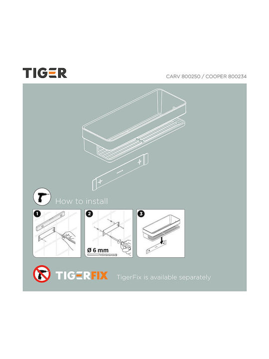 TIGER Επιτοίχια Ραφιέρα Μπάνιου Πλαστική 28x10.5x6.9cm Μαύρη