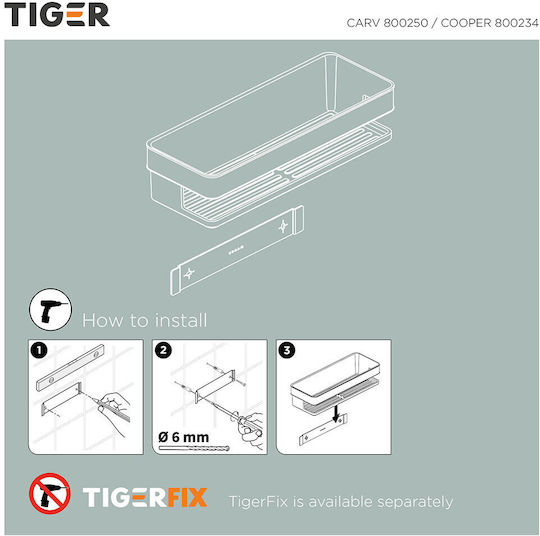 TIGER Wall Mounted Bathroom Shelf Plastic 28x10.5x6.9cm Black
