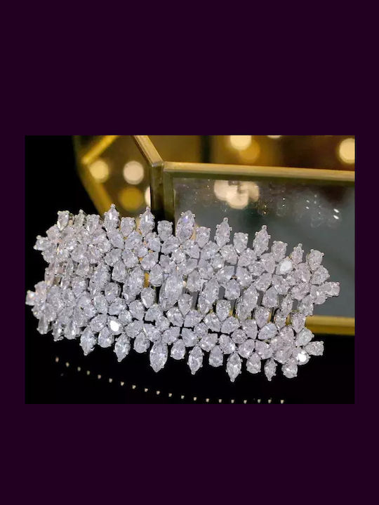 Charlie Luxury Series Our Perfect Side or Back Hairstyle with Bridal Veil Guaranteed Shine 100% Genuine Zircon Crystals