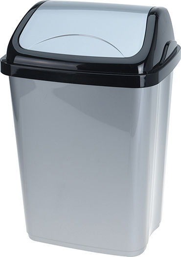 BOX37211 Kunststoff Mülleimer Grau-Schwarz 5lt