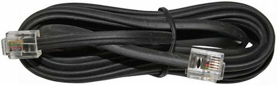 Eucom Flat Τηλεφωνικό Καλώδιο RJ11 6P4C 3m Μαύρο (10-100-0038Μ-Μ)