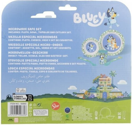 Stor Feeding Set Bluey made of Plastic Light Blue 5pcs