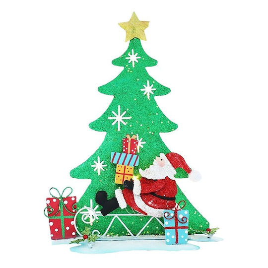 cu lumină LED Decorațiune de Crăciun Metalic Braduleț 42cm. Baterie Verde