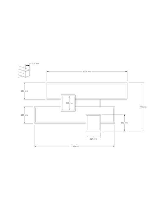 Shelf Wall Karen White / Walnut 120x22x77cm