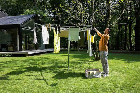 Brabantia Topspinner Folding Floor Clothes Drying Rack for Garden Metallic with Hanging Length 50m