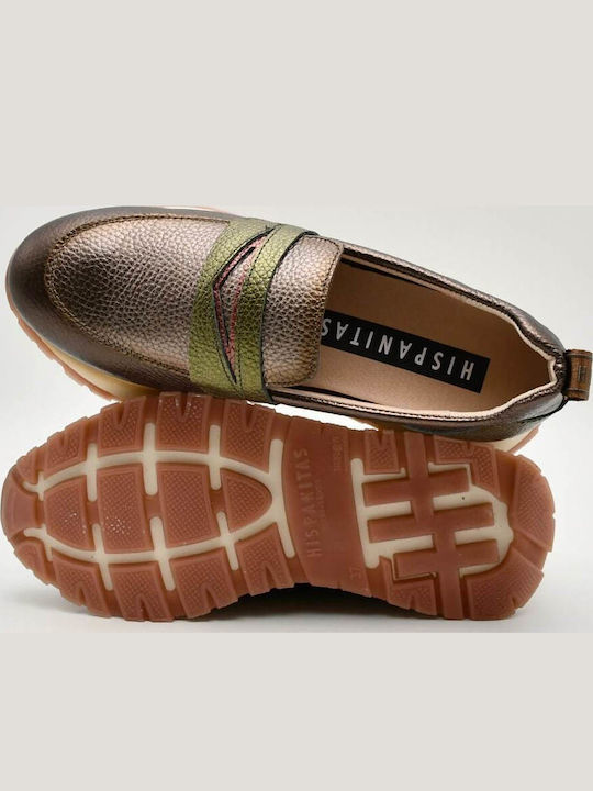 Leather Women's Loafers in Brown Color