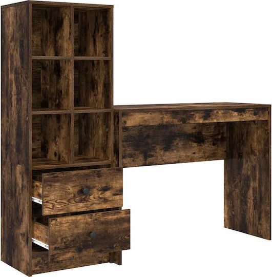 Kinderschreibtisch mit Bibliothek aus Melamin Braun 100x40x76cm