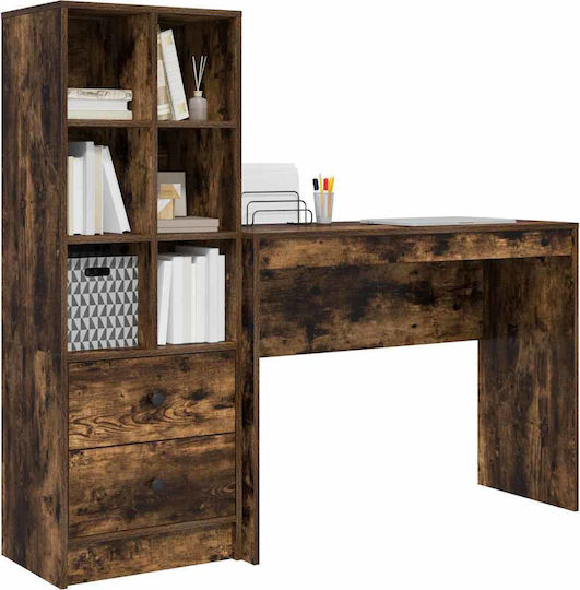 Kinderschreibtisch mit Bibliothek aus Melamin Braun 100x40x76cm
