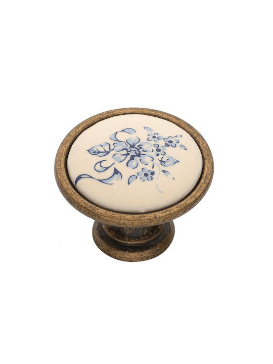 Roline 523 Antique Knob Furniture made of Porcelain & Metallic Blue D33mm 523 1pcs Roline 523 Antique Knob Furniture made of Porcelain & Metallic Blue D33mm 523 1pcs