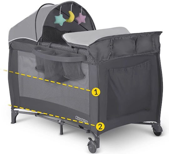 Ricokids Loc De Joacă Cu Două Nivele Cu Saltea Gri 65x125cm