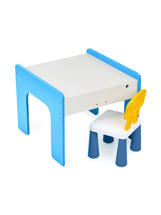 Set Masă cu Scaune pentru Copii pentru Desen Albastru deschis