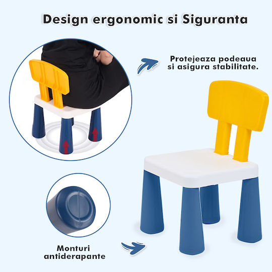 Set Masă cu Scaune pentru Copii pentru Desen Galben