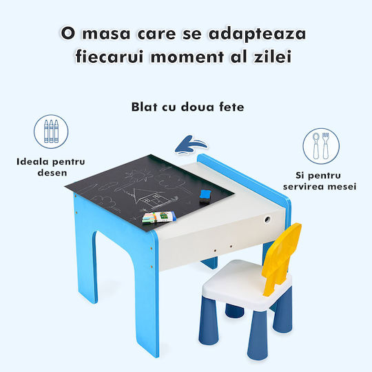 Σετ Παιδικό Τραπέζι με Καρέκλες για Ζωγραφική Γαλάζιο