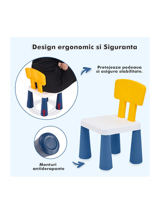 Set Masă cu Scaune pentru Copii pentru Desen Albastru deschis
