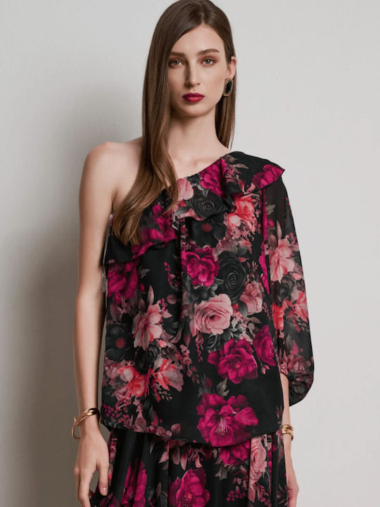 Hoch tailliert Maxi Rock Blumen Mehrfarbig