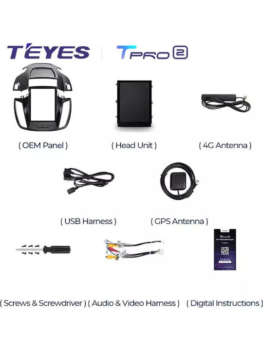 Teyes Tesla Tip Tpro 2 Navigație Auto Ford Kuga 2 2012-2019 4+64GB 9.7" QLED Octa-core 1.8GHz Android 4G Bluetooth 5.1 DSP