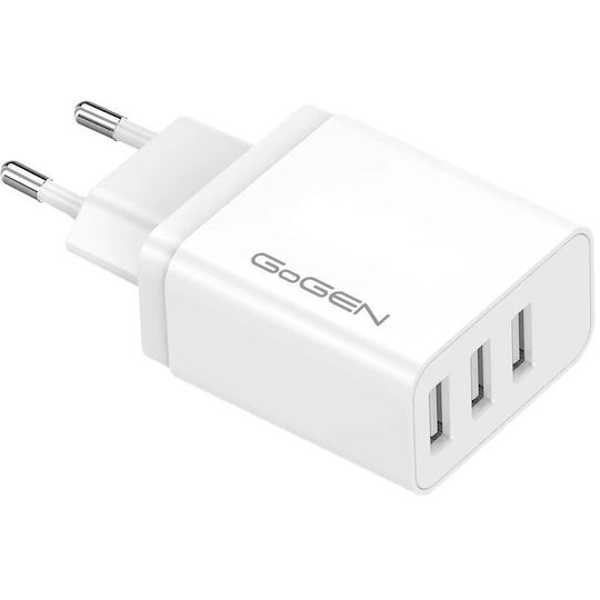 GoGEN Φορτιστής Χωρίς Καλώδιο με 3 Θύρες USB-A 15.5W Λευκός (ACH 301)