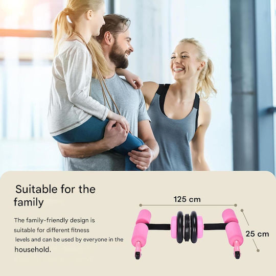 Powrx Roată Abdominală Multifuncțională Duală Pentru Antrenamentul Abdomenului Push-up Din Oțel Inoxidabil Roz