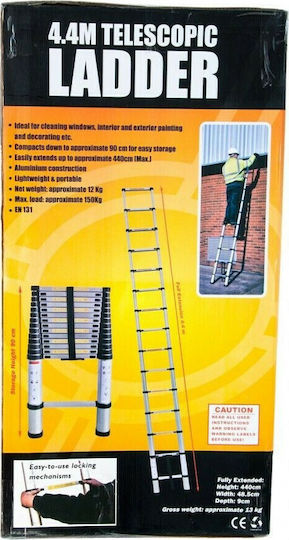 Scara telescopică Aluminiu 14 Scări cu înălțime maximă de 4.4m