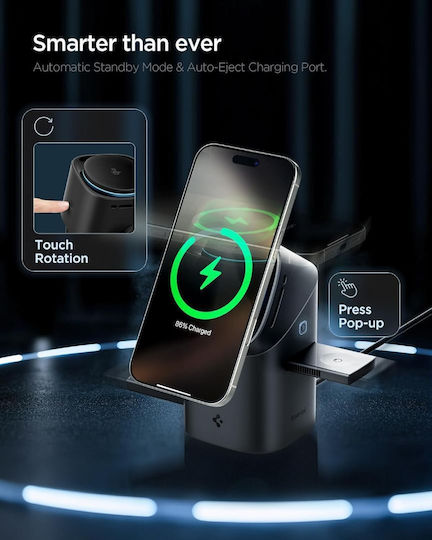 Spigen Ασύρματος Φορτιστής Qi2 15W Μαύρος (Essential EF223MS)