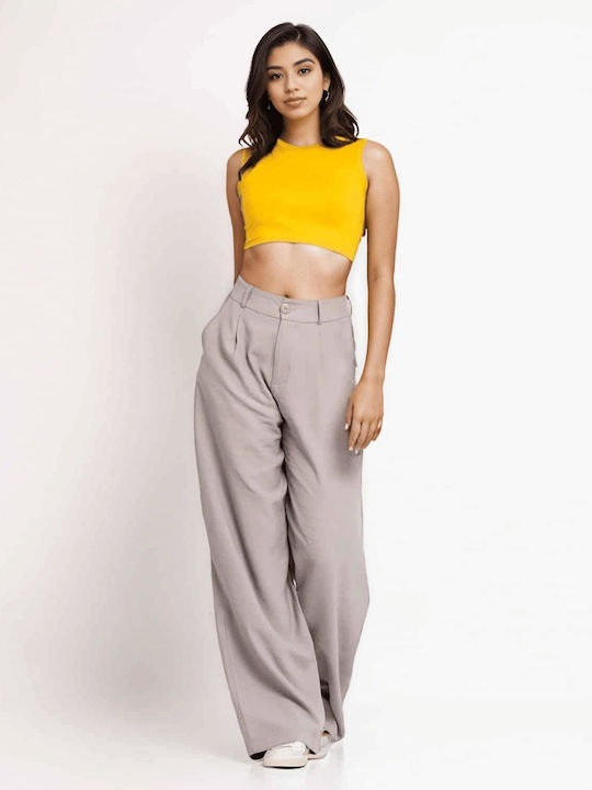 Women's Crop Top Sleeveless Yellow