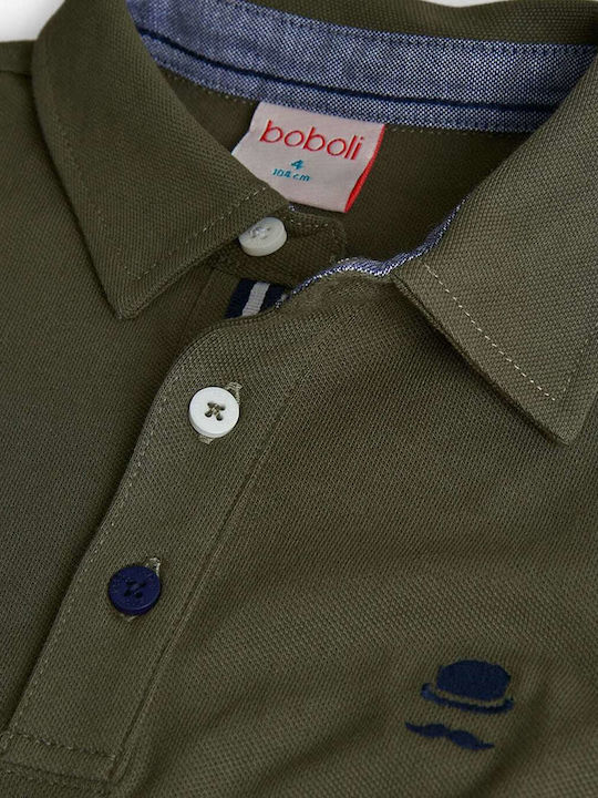 Kids' Polo Long Sleeve Green Pique