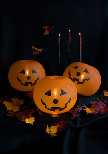 Σετ 5 Μπαλόνια Halloween Latex Πορτοκαλί με Led