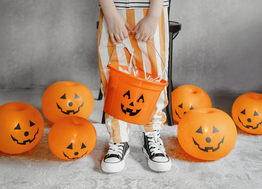 Σετ 5 Μπαλόνια Halloween Latex Πορτοκαλί με Led