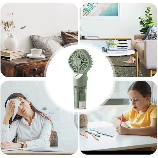Tragbarer Handgehaltener Ventilator mit Wassernebelsystem 4 Geschwindigkeitsstufen Ideal für Reisen Kunststoff Grün