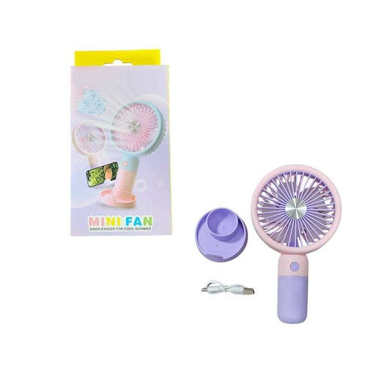 Handheld Fan Mobile Phone Holder USB Charging On Off Button 3 Speeds Purple