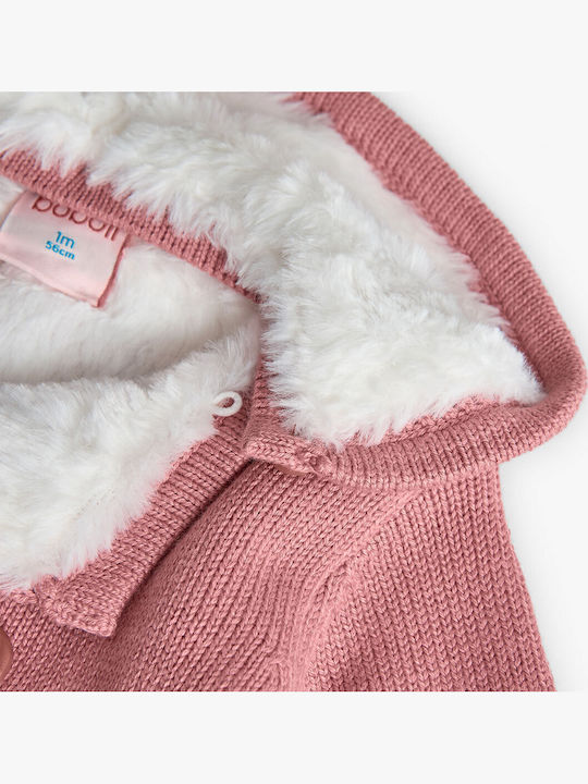 Kids Cardigan Knitted with Hood Pink