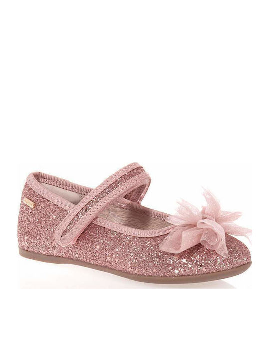 Kids Anatomic Leather Ballerinas with Hoop & Loop Closure Pink