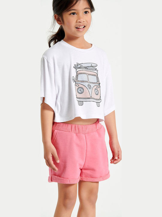 Kids' Crop Top Short Sleeve Pink.