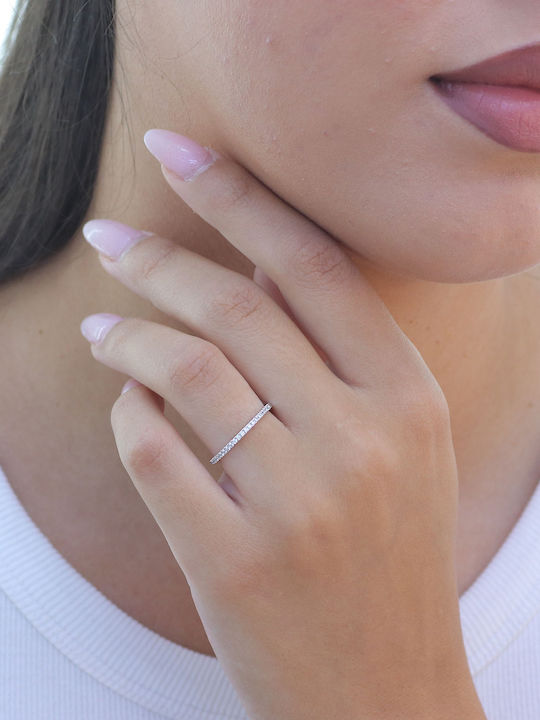 Damen Ring Halbring mit Zirkonia aus Weißgold 9K