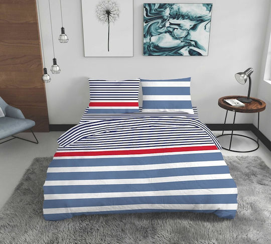 Bedora Σετ Παπλωματοθήκη Marino Βαμβακερή 180x200cm Ημίδιπλη με Μαξιλαροθήκη & 1 Σεντόνι Multicolor