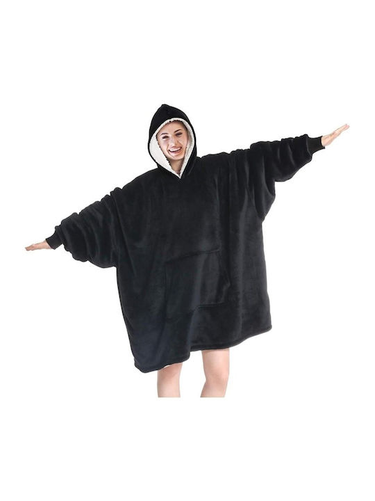 Κουβέρτα Fleece με Μανίκια 70x110εκ. Black
