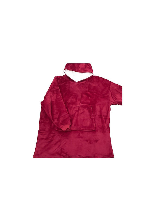 Κουβέρτα Βελουτέ με Μανίκια 80x100εκ. Red/white