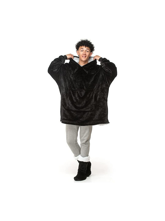 Fleece-Decke mit Ärmeln 90x75cm Schwarz