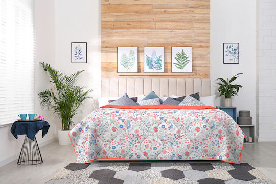 Alcam Πάπλωμα Ημίδιπλο με Γέμιση Microfiber 180x200εκ. Paradise Κοραλί 250 GSM