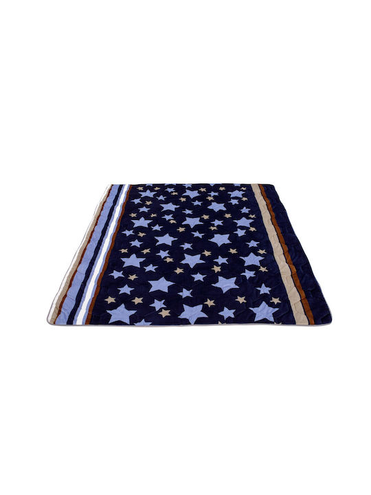Alcam Stars Fleece Tagesdecke Doppelbett Blau 200x220cm