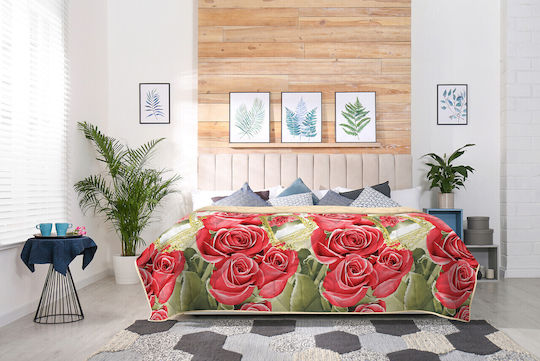 Alcam Red Rosa Покривало Двойно Червен 200x220см