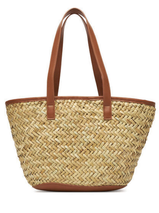 Samuela Кожена Дамска Чанта През Рамо Beige Brown