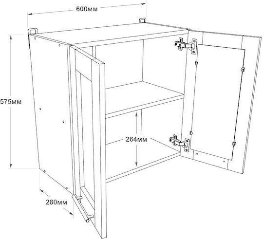 Ντουλάπι Κρεμαστό Γκρι 60x30x58εκ.