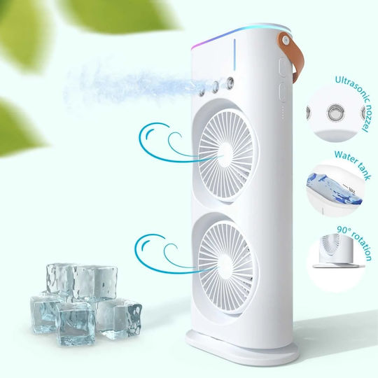 Portable Desktop Fan Spray Humidification Remote Control Multifunctional Eco-friendly Efficient Cooling Plastic White