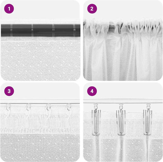 vidaXL Perdea De Fereastră Cu Coafură Albă 400x120cm