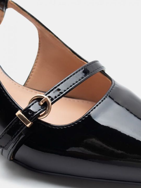 Pointed Toe Black Heels with Strap