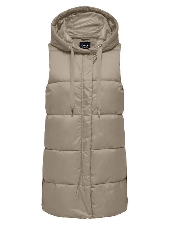 Γυναικείο Αμάνικο Puffer Μπουφάν για Χειμώνα Silver Mink Sandy Brown